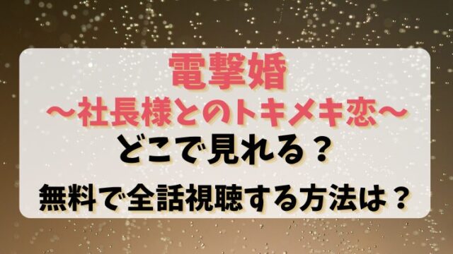 【電撃婚社長様とのトキメキ恋】どこで見れる？無料で全話視聴する方法は？