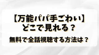 【万能パパ手ごわい】どこで見れる？無料で全話視聴する方法は？