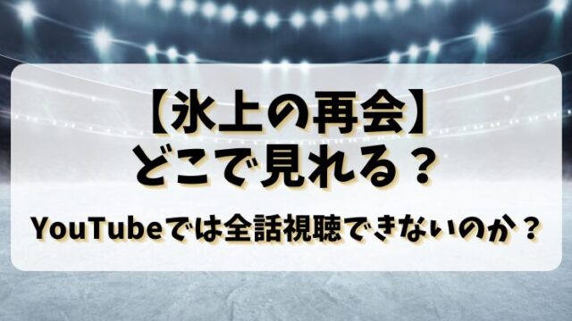 【氷上の再会】どこで見れる？YouTubeでは全話視聴できないのか？