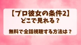 【プロ彼女の条件2】どこで見れる？無料で全話視聴する方法は？