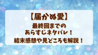 【届かぬ愛】最終回までのあらすじネタバレ！結末感想や見どころも解説！