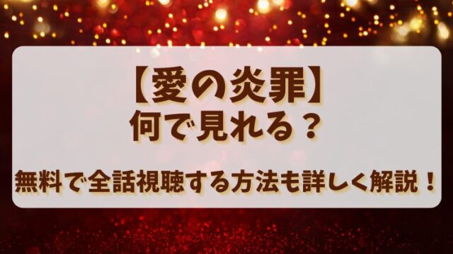 【愛の炎罪】何で見れる？無料で全話視聴する方法も詳しく解説！