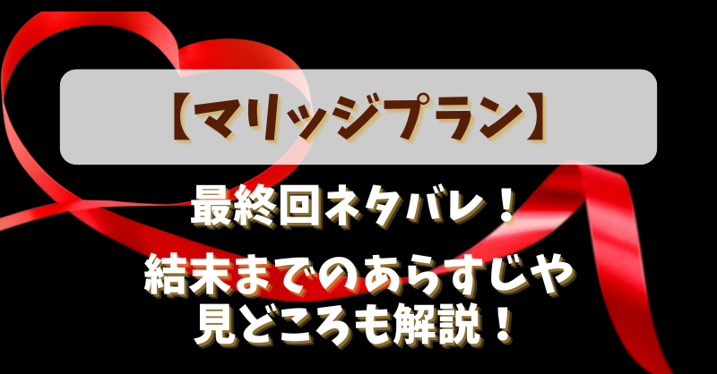 【マリッジプラン】最終回ネタバレ！結末までのあらすじや見どころも解説！