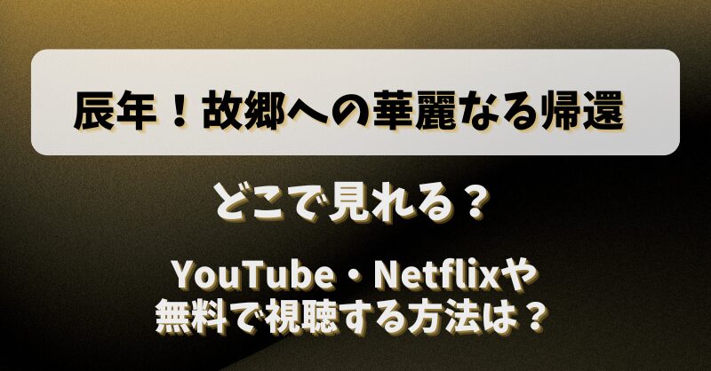 辰年故郷への華麗なる帰還 どこで見れる？YouTube・Netflixや無料で視聴する方法は？