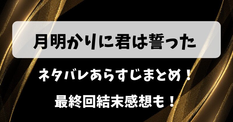 月明かりに君は誓った ネタバレあらすじまとめ！最終回結末感想も！