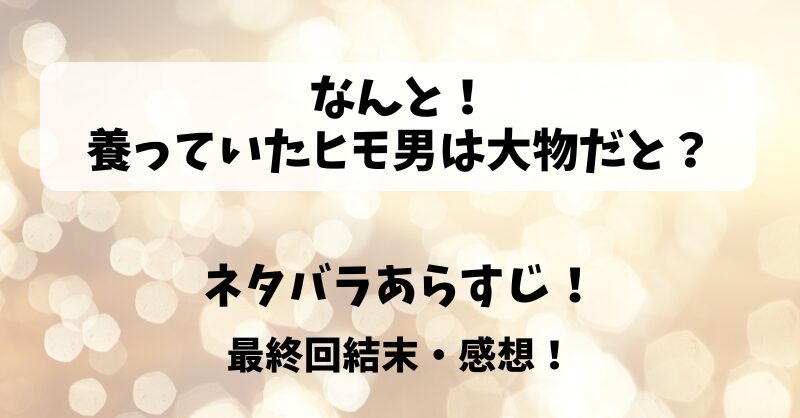 なんと養っていたヒモ男は大物だと ネタバラあらすじ！最終回結末感想！