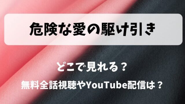 危険な愛の駆け引き どこで見れる？無料全話視聴やYouTube配信は？