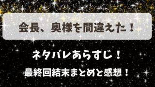 会長奥様を間違えた ネタバレあらすじ!最終回結末まとめと感想!