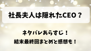 社長夫人は隠れたCEO ネタバレあらすじ!結末最終回まとめと感想も!