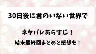 30日後に君のいない世界で ネタバレあらすじ!結末最終回まとめと感想も!