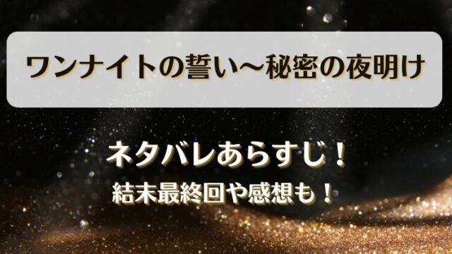 ワンナイトの誓い秘密の夜明け ネタバレあらすじ！結末最終回や感想も！