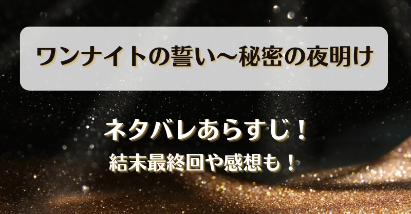ワンナイトの誓い秘密の夜明け ネタバレあらすじ！結末最終回や感想も！