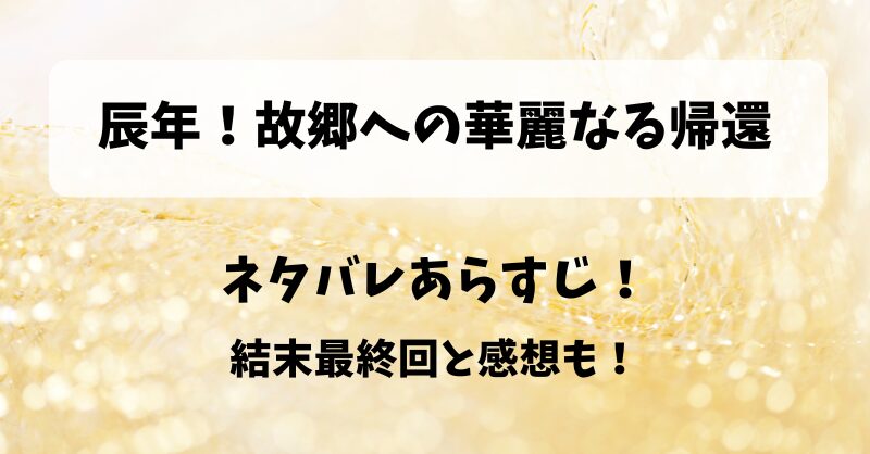 辰年故郷への華麗なる帰還 ネタバレあらすじ！結末最終回と感想も！