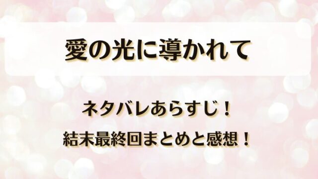 愛の光に導かれて ネタバレあらすじ！結末最終回まとめと感想！