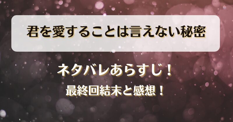 君を愛することは言えない秘密 ネタバレあらすじ！最終回結末と感想！