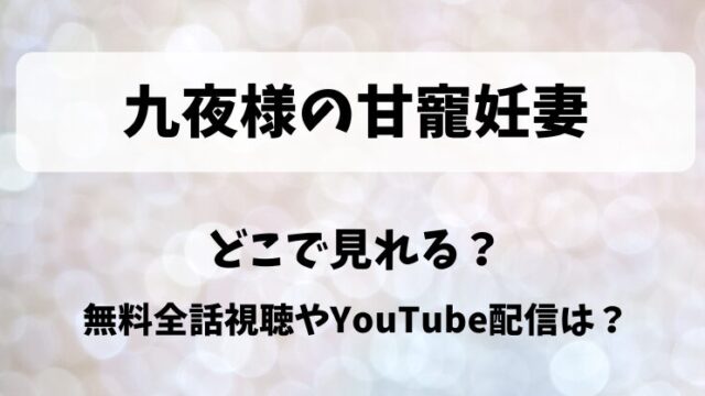 九夜様の甘寵妊妻 どこで見れる？無料全話視聴やYouTube配信は？