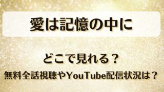 愛は記憶の中に どこで見れる?無料全話視聴やYouTube配信状況は?