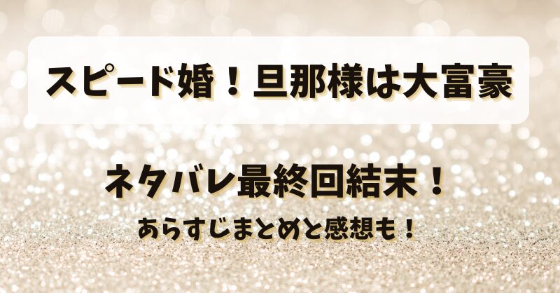 スピード婚旦那様は大富豪 ネタバレ最終回結末！あらすじまとめと感想も！