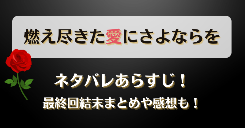 燃え尽きた愛にさよならを ネタバレあらすじ！最終回結末まとめや感想も！
