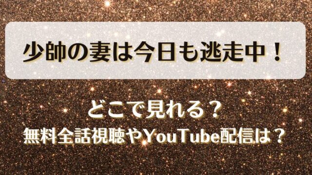 少帥の妻は今日も逃走中 どこで見れる？無料全話視聴やYouTube配信は？