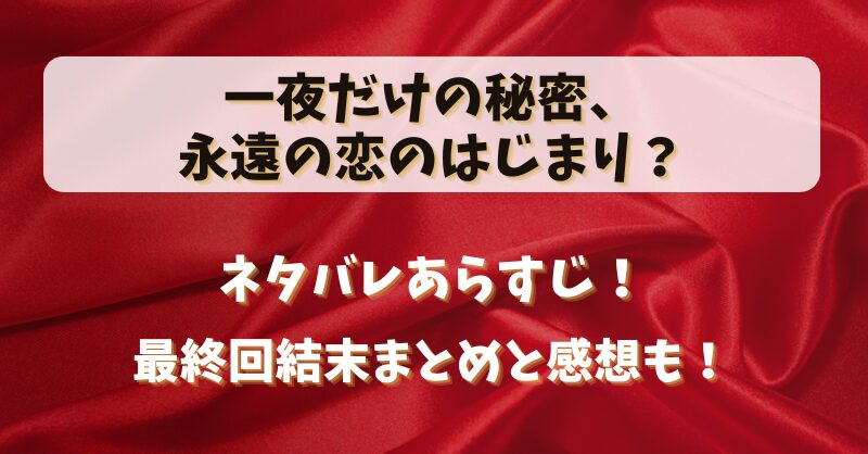 一夜だけの秘密永遠の恋のはじまり ネタバレあらすじ！最終回結末まとめと感想も！