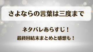 さよならの言葉は三度まで ネタバレあらすじ！最終回結末まとめと感想も！