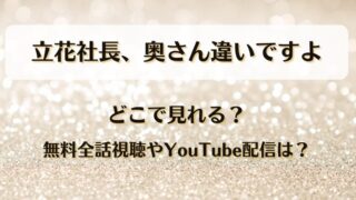 立花社長奥さん違いですよ どこで見れる？無料全話視聴やYouTube配信は？