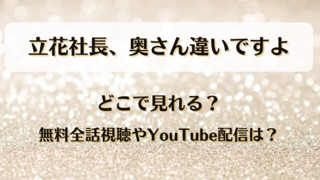 立花社長奥さん違いですよ どこで見れる？無料全話視聴やYouTube配信は？