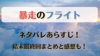 暴走のフライト ネタバレあらすじ！結末最終回まとめと感想も！