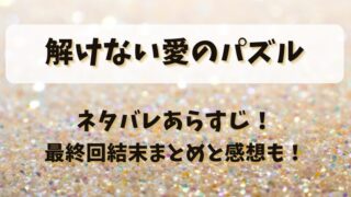 解けない愛のパズル ネタバレあらすじ！最終回結末まとめと感想も！