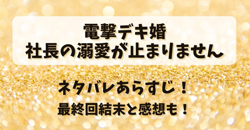 電撃デキ婚社長の溺愛が止まりません ネタバレあらすじ！最終回結末と感想も！