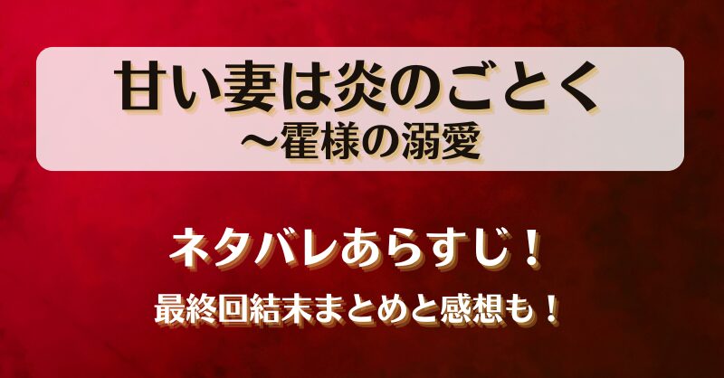 甘い妻は炎のごとく ネタバレあらすじ！最終回結末まとめと感想も！