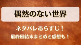 偶然のない世界 ネタバレあらすじ！最終回結末まとめと感想も！
