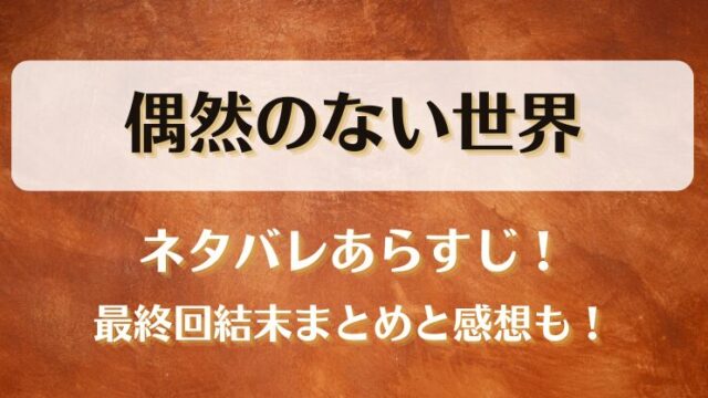 偶然のない世界 ネタバレあらすじ！最終回結末まとめと感想も！