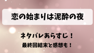 恋の始まりは泥酔の夜 ネタバレあらすじ！最終回結末と感想も！