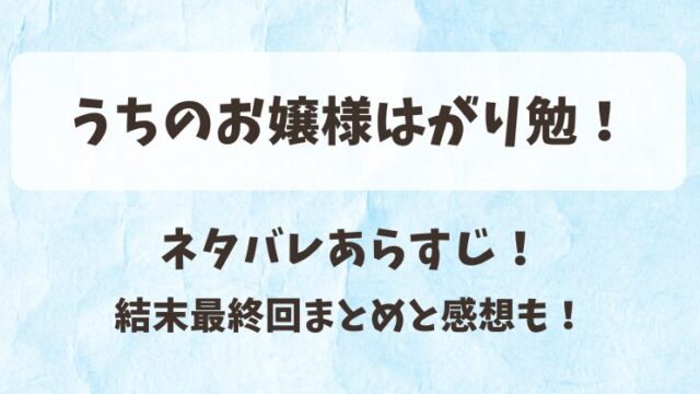 うちのお嬢様はがり勉 ネタバレあらすじ！結末最終回まとめと感想も！