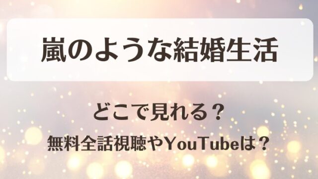 嵐のような結婚生活 どこで見れる？無料全話視聴やYouTubeは？