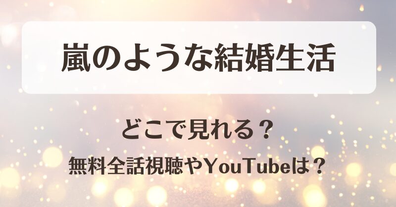 嵐のような結婚生活 どこで見れる？無料全話視聴やYouTubeは？
