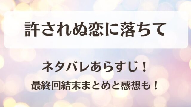 許されぬ恋に落ちて ネタバレあらすじ！最終回結末まとめと感想も！