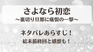 さよなら初恋 裏切り旦那に痛恨の一撃 ネタバレあらすじ！結末最終回と感想も！