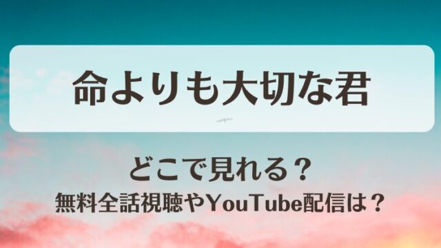 命よりも大切な君 どこで見れる？無料全話視聴やYouTube配信は？