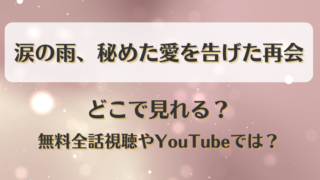 涙の雨秘めた愛を告げた再会 どこで見れる？無料全話視聴やYouTubeでは？