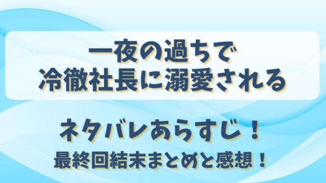 一夜の過ちで冷徹社長に溺愛される ネタバレあらすじ!最終回結末まとめと感想!