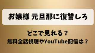お嬢様元旦那に復讐しろ どこで見れる?無料全話視聴やYouTube配信は?