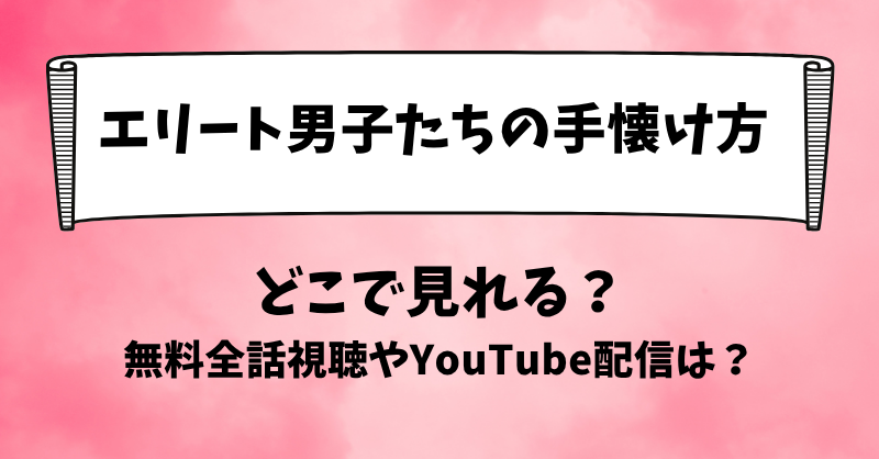 エリート男子たちの手懐け方 どこで見れる？無料全話視聴やYouTube配信は？