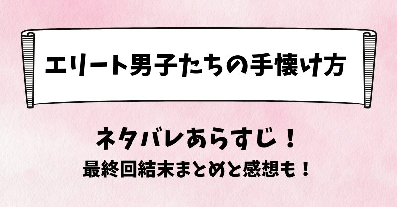 エリート男子たちの手懐け方 ネタバレあらすじ！最終回結末まとめと感想も！