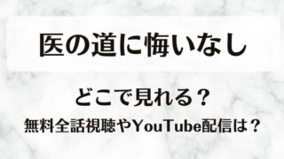 医の道に悔いなし どこで見れる？無料全話視聴やYouTube配信は？