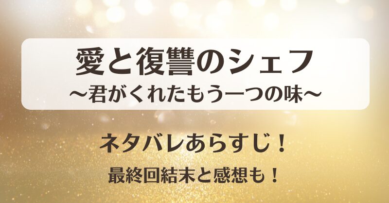 愛と復讐のシェフ君がくれたもう一つの味 ネタバレあらすじ！最終回結末と感想も！