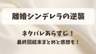 離婚シンデレラの逆襲 ネタバレあらすじ！最終回結末まとめと感想も！