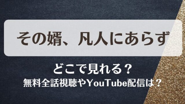その婿凡人にあらず どこで見れる？無料全話視聴やYouTube配信は？